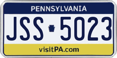 PA license plate JSS5023