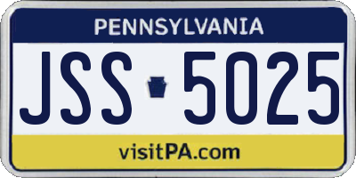 PA license plate JSS5025