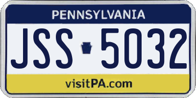 PA license plate JSS5032