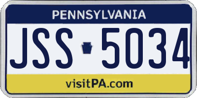 PA license plate JSS5034