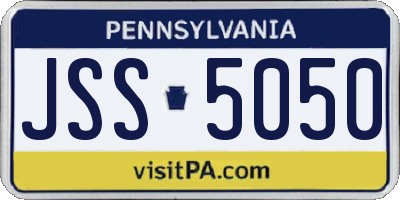 PA license plate JSS5050