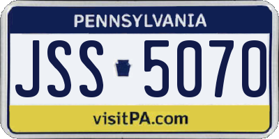 PA license plate JSS5070