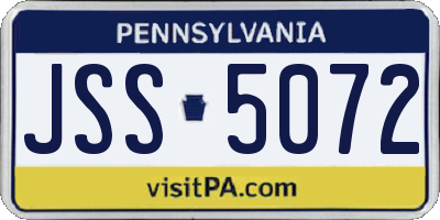 PA license plate JSS5072