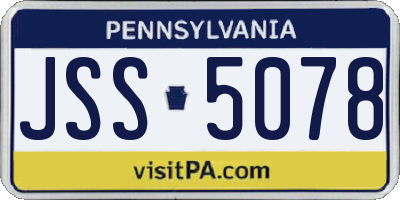 PA license plate JSS5078