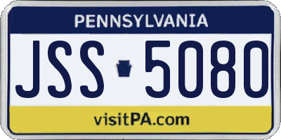 PA license plate JSS5080