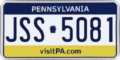 PA license plate JSS5081