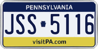 PA license plate JSS5116