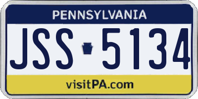 PA license plate JSS5134