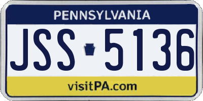 PA license plate JSS5136