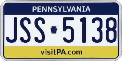 PA license plate JSS5138
