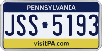 PA license plate JSS5193