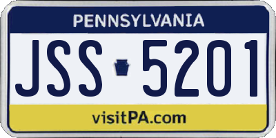 PA license plate JSS5201