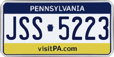 PA license plate JSS5223