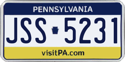 PA license plate JSS5231