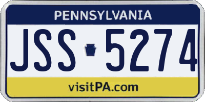PA license plate JSS5274