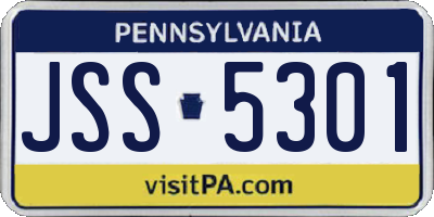 PA license plate JSS5301