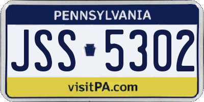 PA license plate JSS5302