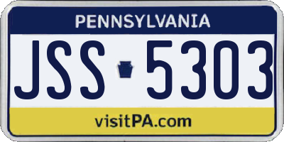 PA license plate JSS5303