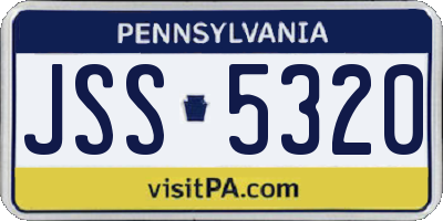 PA license plate JSS5320