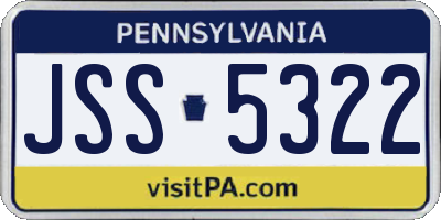 PA license plate JSS5322