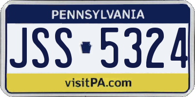PA license plate JSS5324