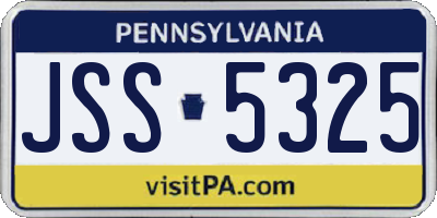 PA license plate JSS5325