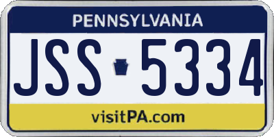 PA license plate JSS5334