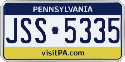 PA license plate JSS5335