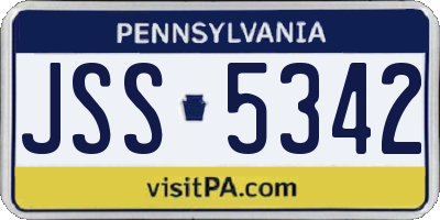 PA license plate JSS5342