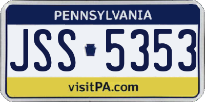 PA license plate JSS5353