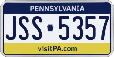 PA license plate JSS5357