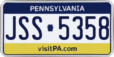 PA license plate JSS5358