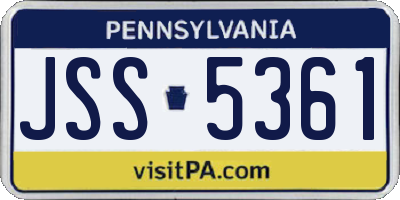 PA license plate JSS5361