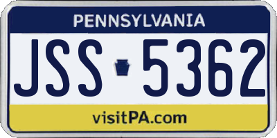 PA license plate JSS5362