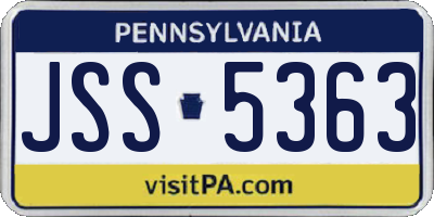 PA license plate JSS5363