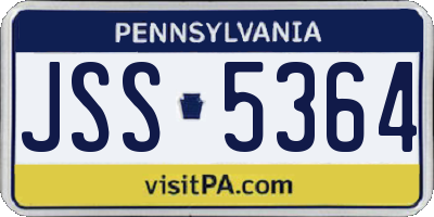 PA license plate JSS5364