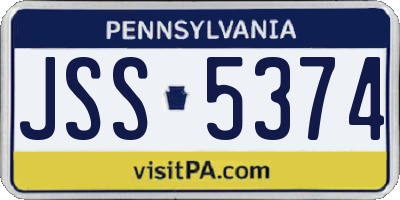 PA license plate JSS5374