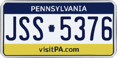 PA license plate JSS5376