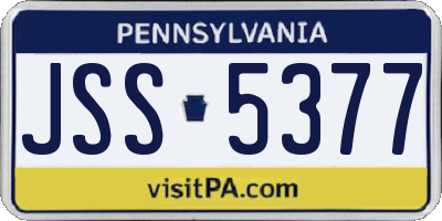 PA license plate JSS5377