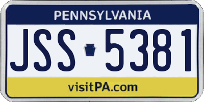 PA license plate JSS5381