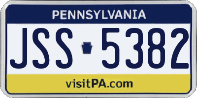 PA license plate JSS5382