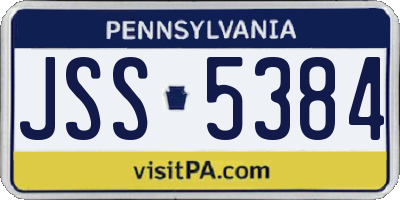 PA license plate JSS5384