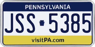PA license plate JSS5385
