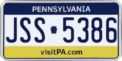 PA license plate JSS5386