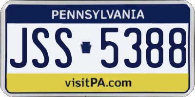 PA license plate JSS5388