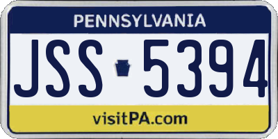 PA license plate JSS5394