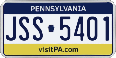 PA license plate JSS5401