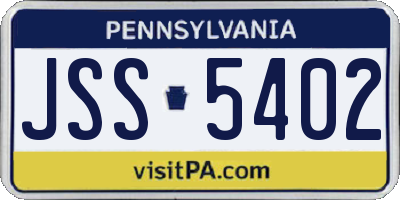 PA license plate JSS5402