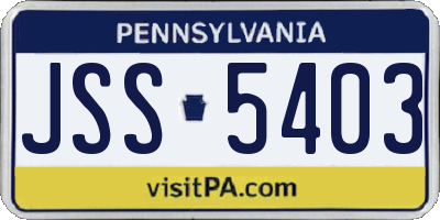 PA license plate JSS5403