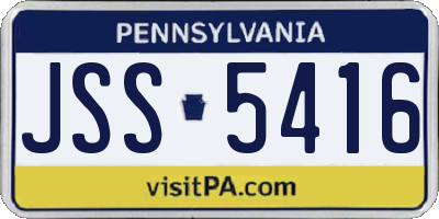 PA license plate JSS5416